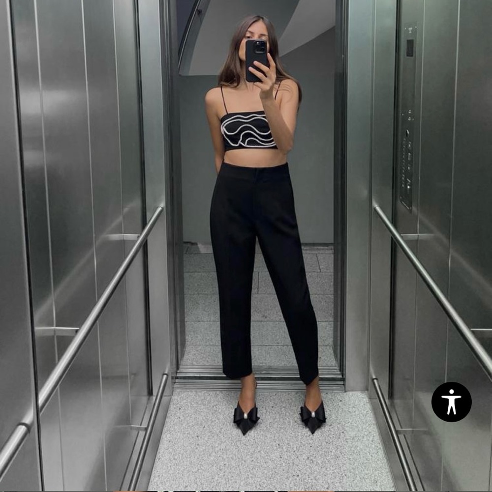 Straight leg black Zara high waist trouser